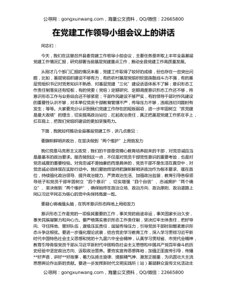 在党建工作领导小组会议上的讲话