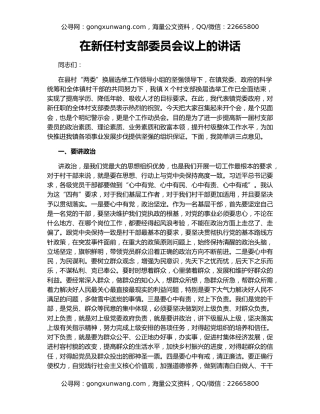 在新任村支部委员会议上的讲话