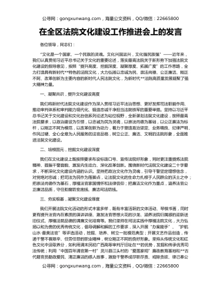 在全区法院文化建设工作推进会上的发言