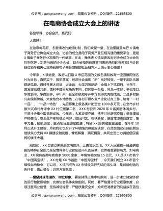 在电商协会成立大会上的讲话