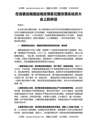 在省委巡视组巡视反馈意见整改落实动员大会上的讲话