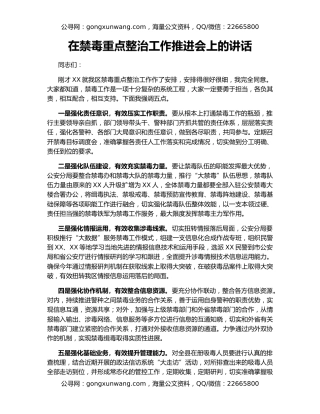 在禁毒重点整治工作推进会上的讲话