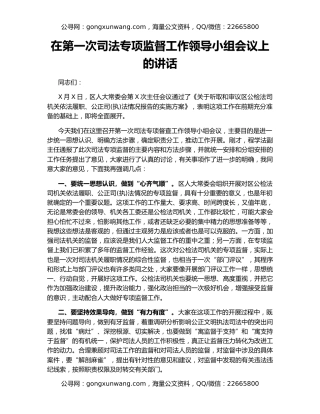 在第一次司法专项监督工作领导小组会议上的讲话