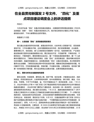 在全县贯彻新国发2号文件、“四化”及重点项目建设调度会上的讲话提纲
