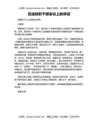 在送挂职干部会议上的讲话