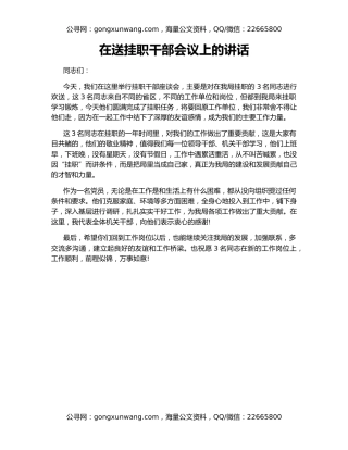 在送挂职干部会议上的讲话（2）