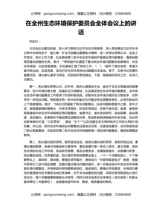 在全州生态环境保护委员会全体会议上的讲话（2）