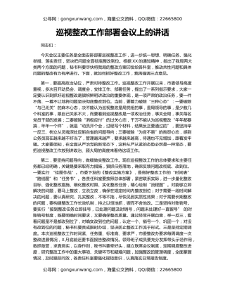 巡视整改工作部署会议上的讲话