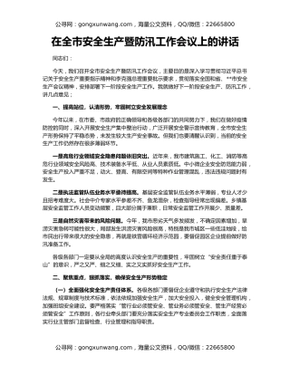 在全市安全生产暨防汛工作会议上的讲话