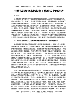 市委书记在全市林长制工作会议上的讲话