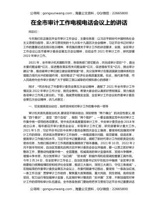 在全市审计工作电视电话会议上的讲话