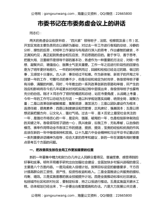 市委书记在市委务虚会议上的讲话