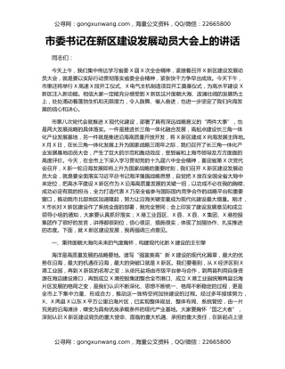市委书记在新区建设发展动员大会上的讲话