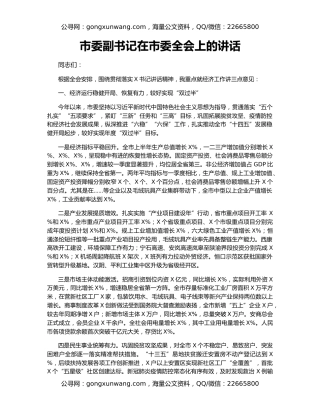 市委副书记在市委全会上的讲话