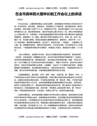 在全市森林防火暨林长制工作会议上的讲话