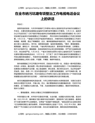 在全市纳污坑塘专项整治工作电视电话会议上的讲话