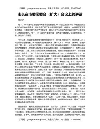 市长在市委常委会（扩大）会议上的讲话