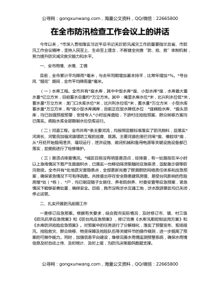 在全市防汛检查工作会议上的讲话
