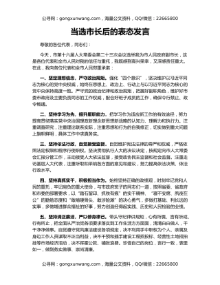 当选市长后的表态发言