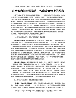 在全省自然资源执法工作座谈会议上的发言