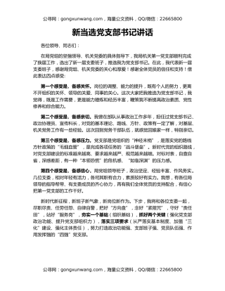 新当选党支部书记讲话（2）