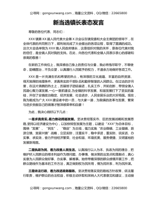 新当选镇长表态发言