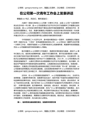 在公司第一次青年工作会上发表讲话