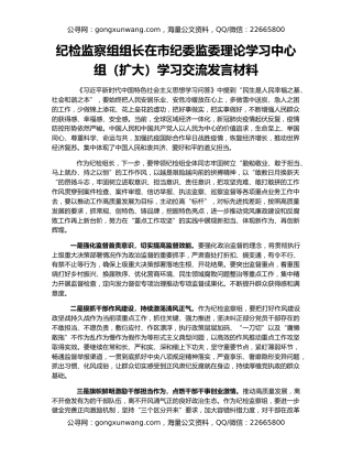 纪检监察组组长在市纪委监委理论学习中心组（扩大）学习交流发言材料