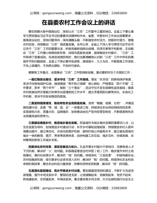 在县委农村工作会议上的讲话（3）