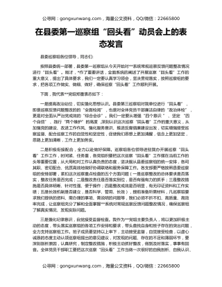 在县委第一巡察组“回头看”动员会上的表态发言