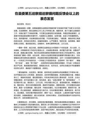 在县委第五巡察组巡察镇问题反馈会议上的表态发言