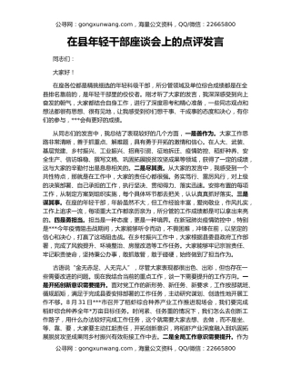 在县年轻干部座谈会上的点评发言