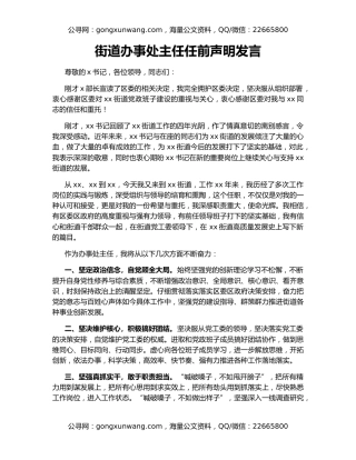 街道办事处主任任前声明发言