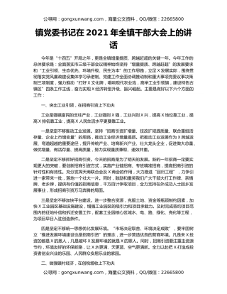 镇党委书记在2021年全镇干部大会上的讲话