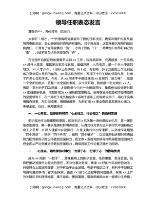 领导任职表态发言