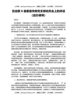 在巡察X县委宣传部党支部动员会上的讲话（巡办领导）