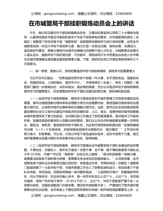 在市城管局干部挂职锻炼动员会上的讲话