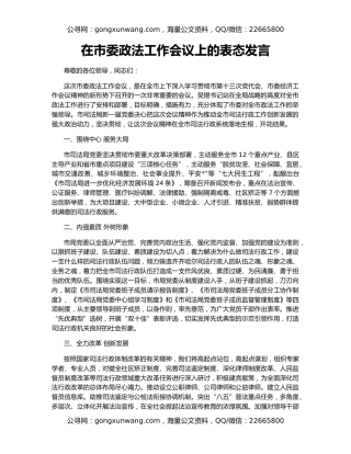 在市委政法工作会议上的表态发言