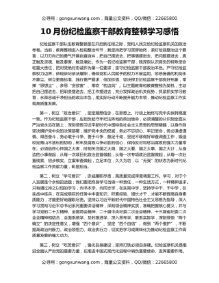 10月份纪检监察干部教育整顿学习感悟
