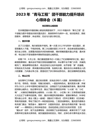 2023年“青马工程”团干部能力提升培训心得体会（6篇）