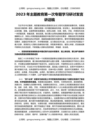 2023年主题教育第一次专题学习研讨发言讲话稿