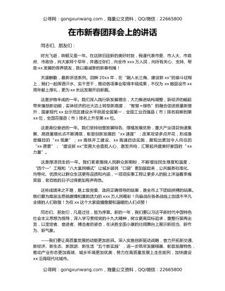 在市新春团拜会上的讲话