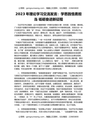 2023年理论学习交流发言：学思践悟勇担当 砥砺奋进新征程