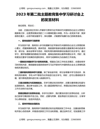 2023年第二批主题教育集中学习研讨会上的发言材料