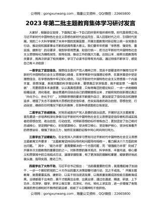 2023年第二批主题教育集体学习研讨发言