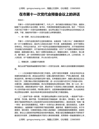 在市第十一次党代会预备会议上的讲话