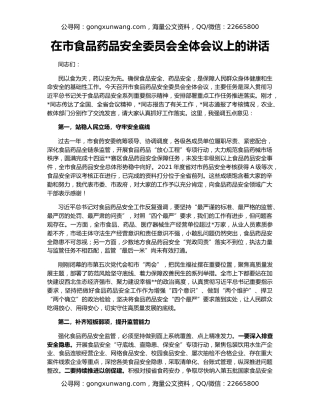 在市食品药品安全委员会全体会议上的讲话