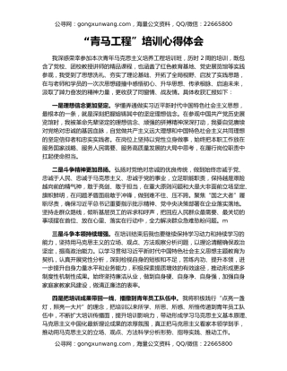 “青马工程”培训心得体会