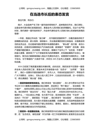 在当选市长后的表态发言（2）