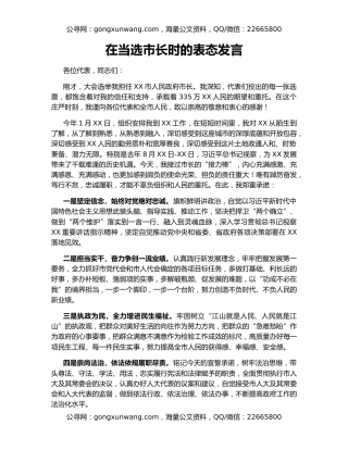 在当选市长时的表态发言